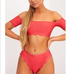 PLT Coral Bandage Scallop Bathing Suit